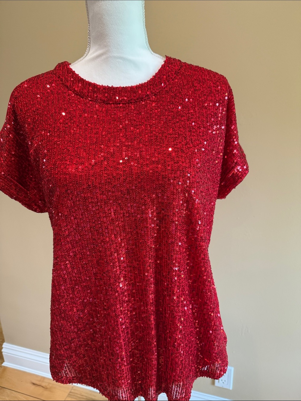 Cocomo Red Sequin Short-Sleeve Tee
